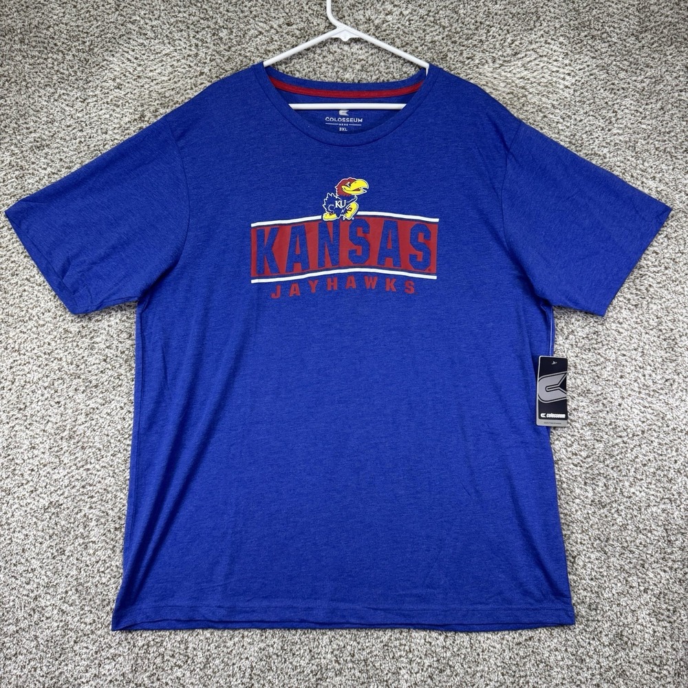 Kansas Jayhawks Shirt Men's Size 3XL Colosseum Short Sleeve Blue NCAA Basketball